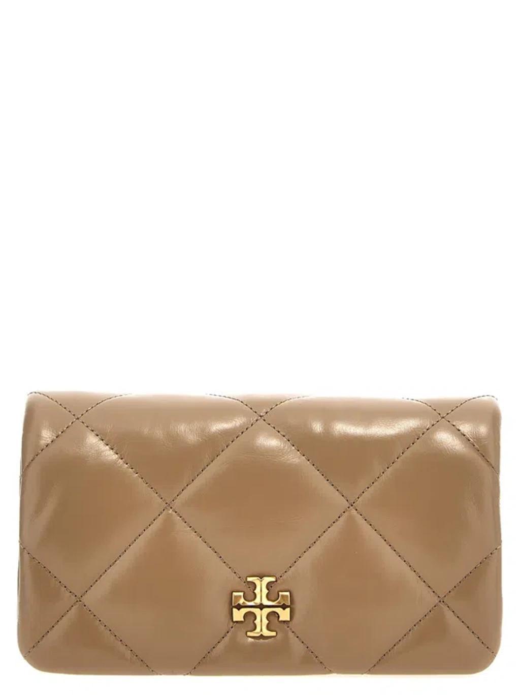 TORY BURCH Kira Diamond Quilt Wallet On Chain In Beige Product Image