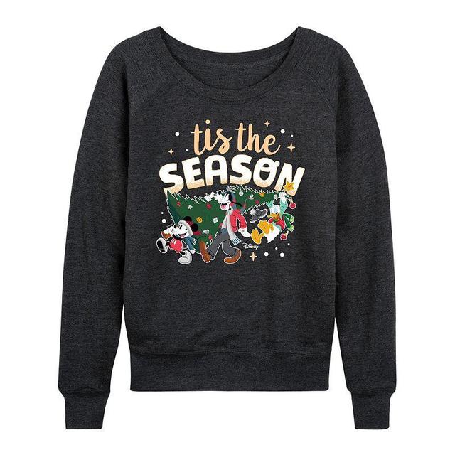 Disneys Mickey Mouse & Friends Womens Tis The Season Lightweight French Terry Sweatshirt Heather Grey Product Image