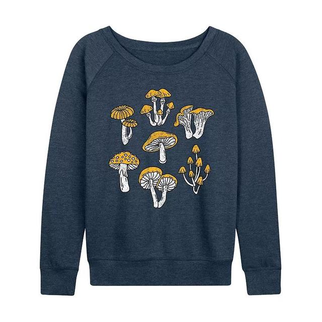 Womens Types Of Mushrooms Slouchy Graphic Sweatshirt Blue Product Image