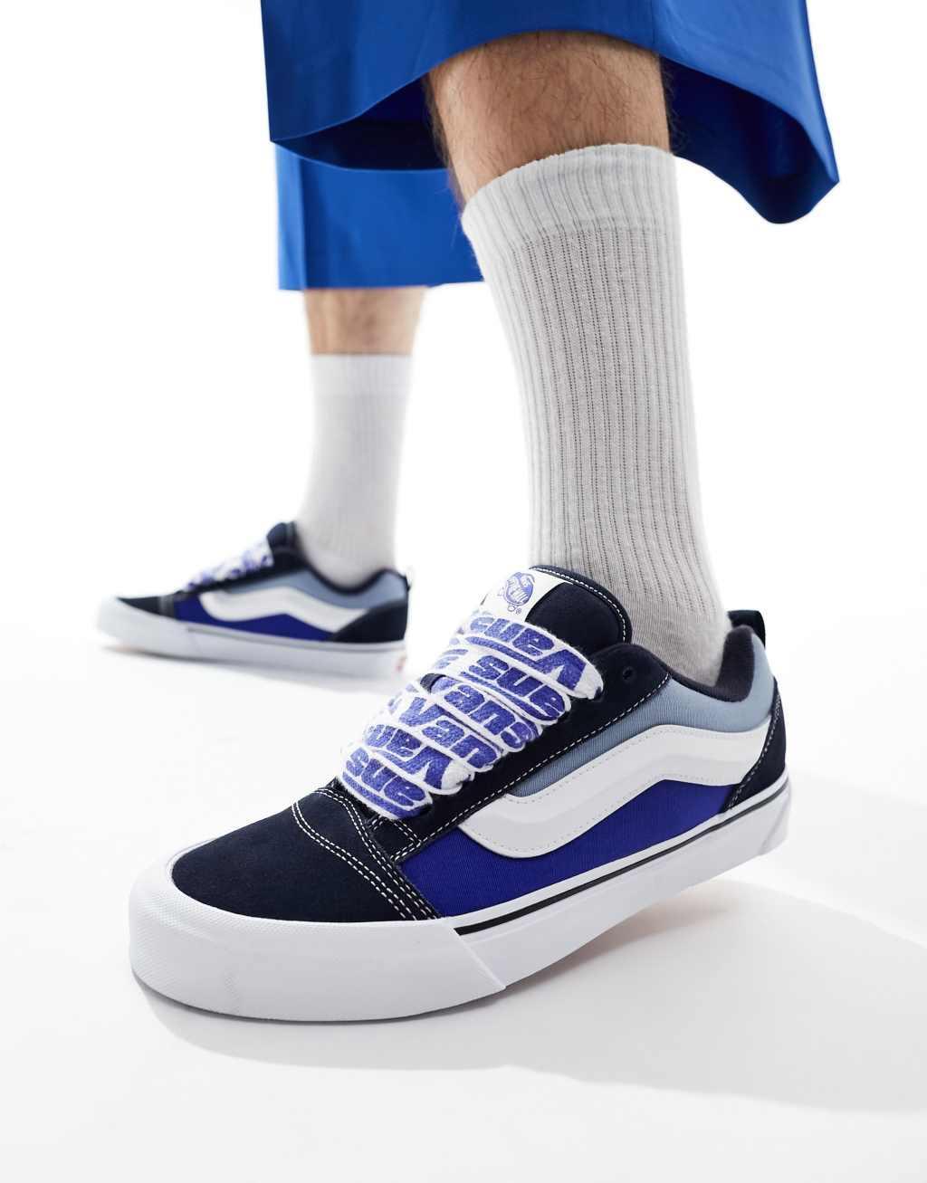 Vans Knu Skool sneakers with graphic laces in blue and white Product Image