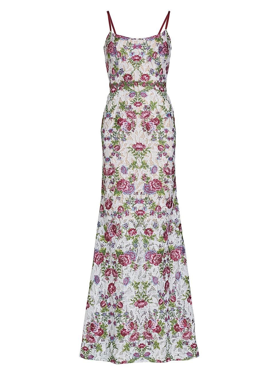 Marchesa Notte Floral Lace Gown - multi - Size: US 6 (S) Product Image