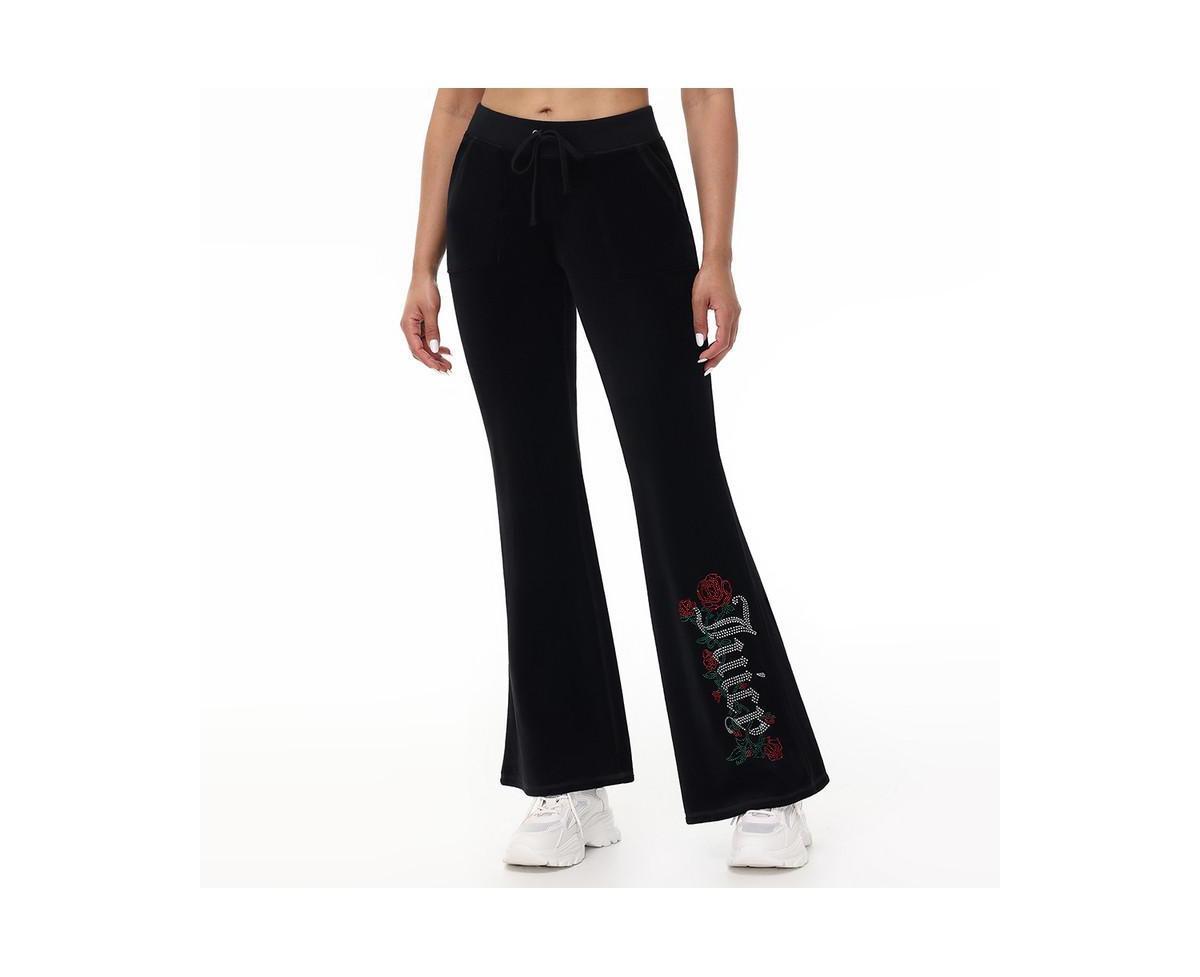 Juicy Couture Womens Juicy Roses Snap Pocket Cotton Velour Pants Product Image