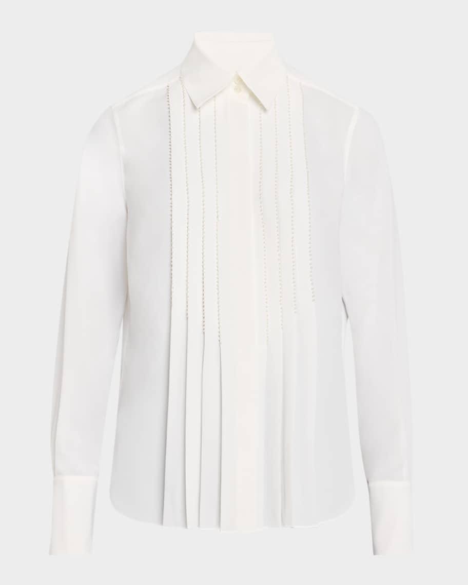 Pleated Pearly Beaded Blouse Product Image