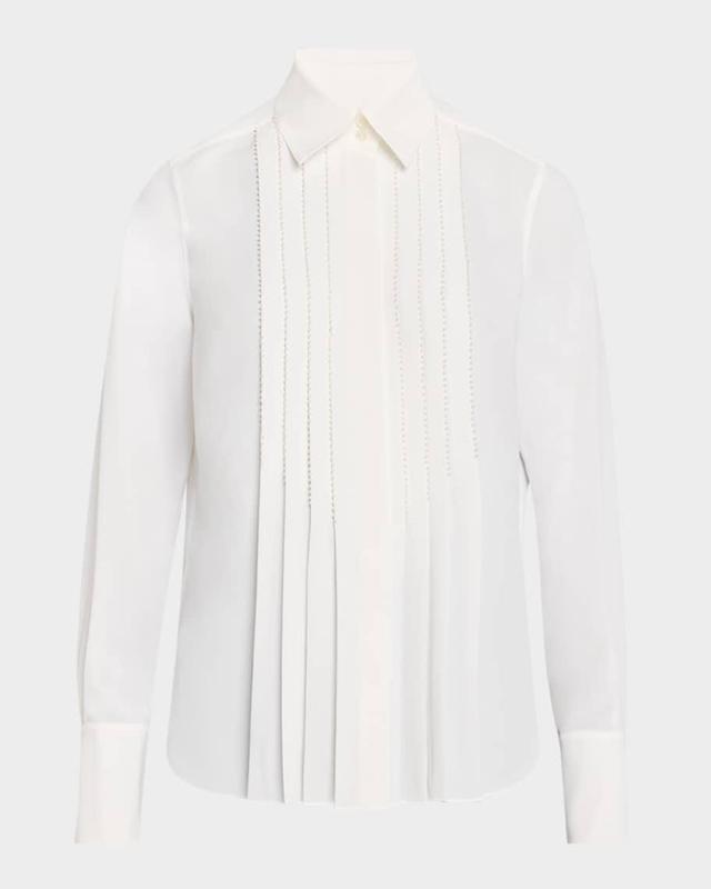 Pleated Pearly Beaded Blouse Product Image