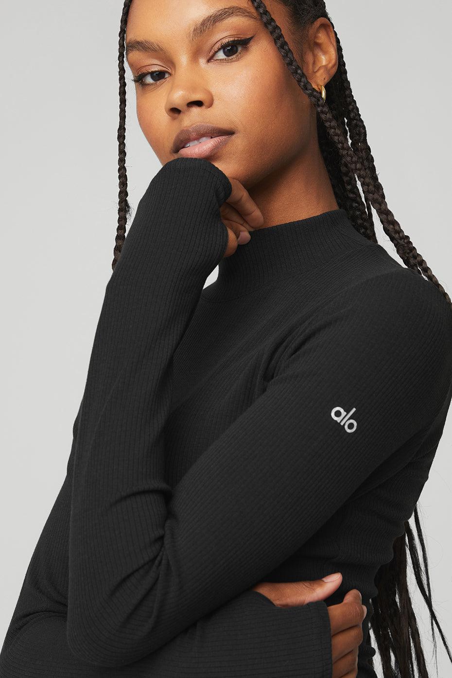 Wellness Rib Mock Neck Long Sleeve - Black Female Product Image