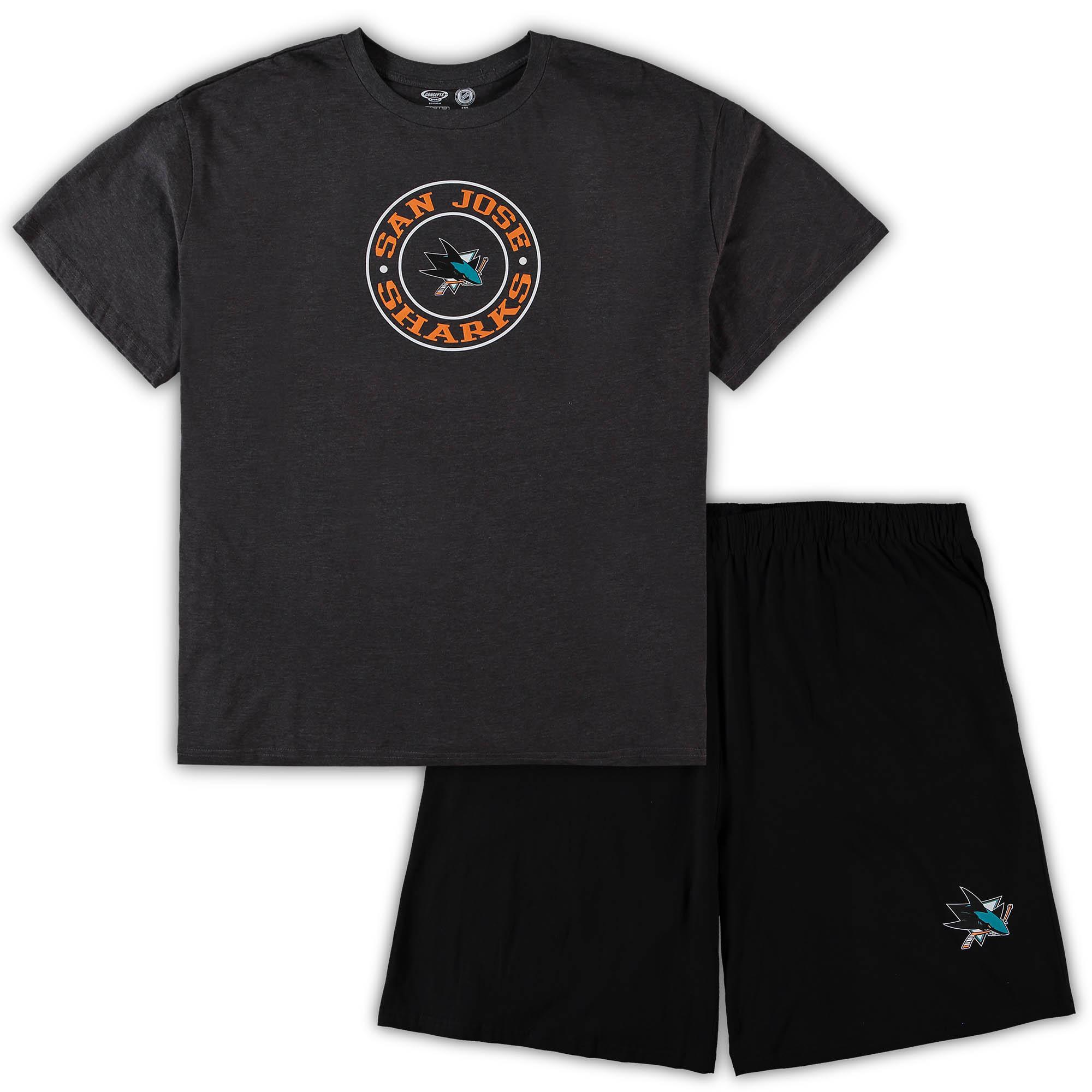 Mens Concepts Sport Black/Heathered Charcoal San Jose Sharks Big & Tall T-Shirt & Shorts Sleep Set Product Image