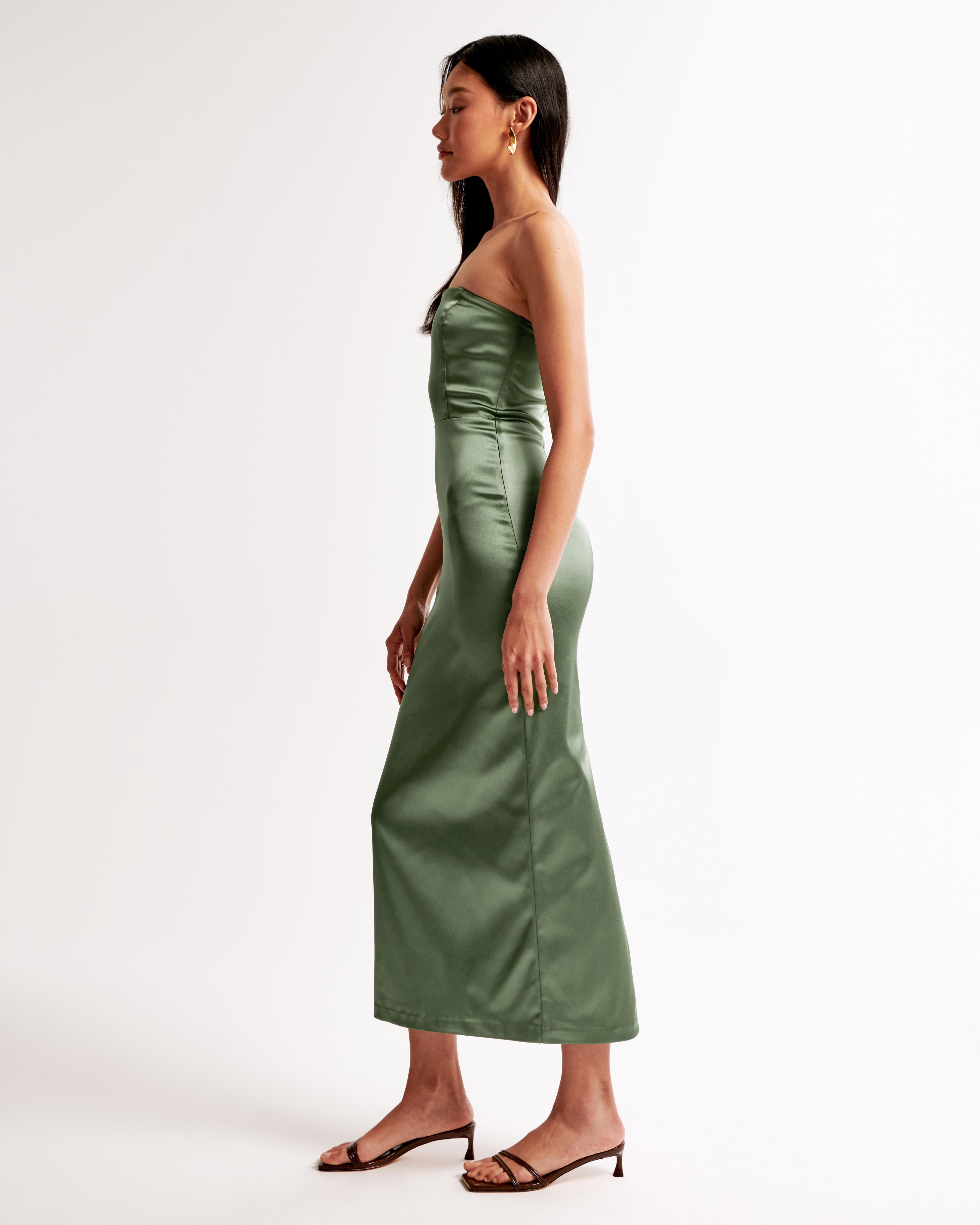 Strapless Satin Sculpt Maxi Dress Product Image