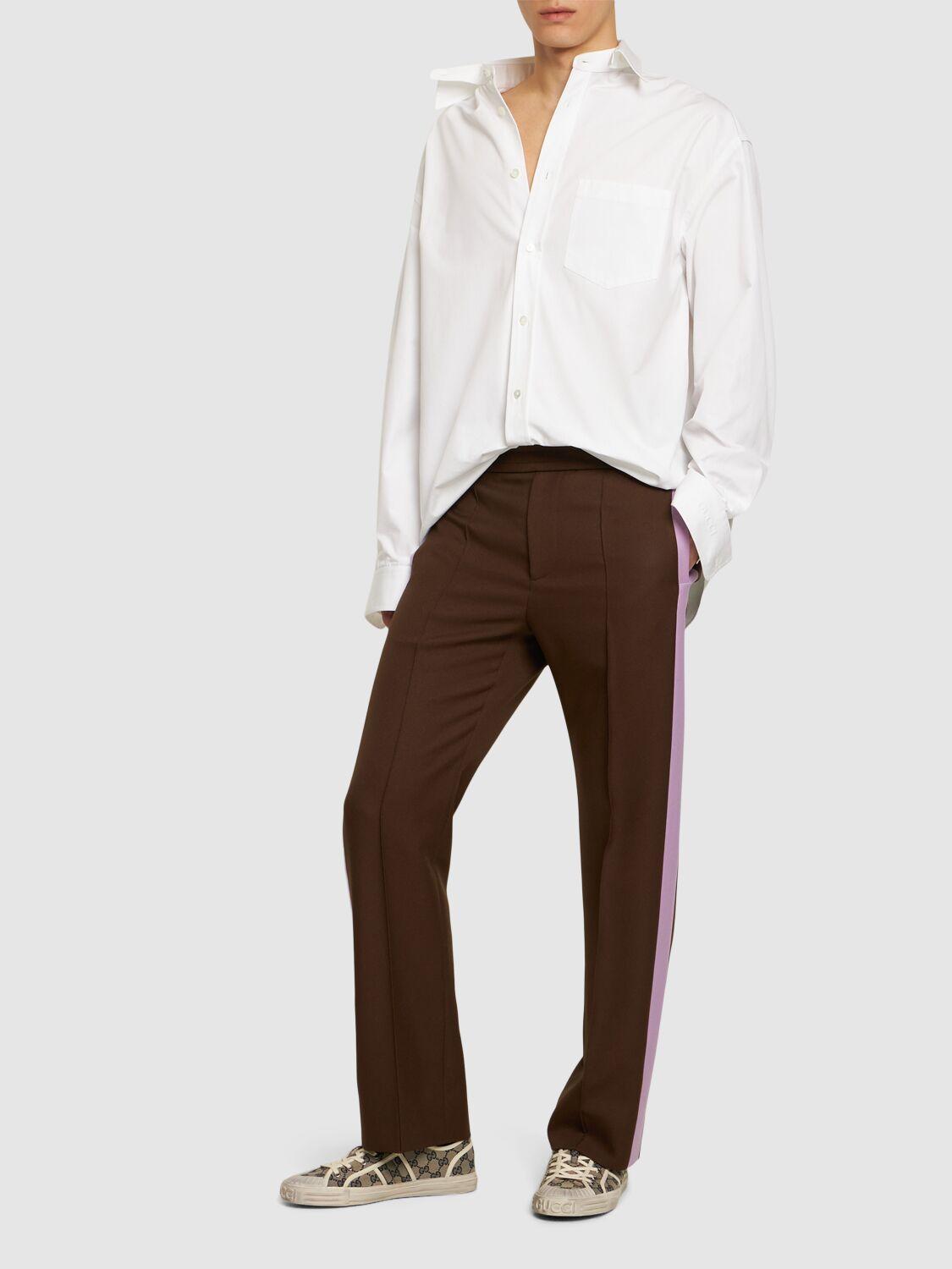 GUCCI Drawstring Fluid Drill Tech Pants In Brown Product Image