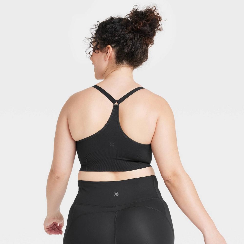 Women's Seamless Medium Support Cami  Sports Bra - All In Motion™ Black M Product Image