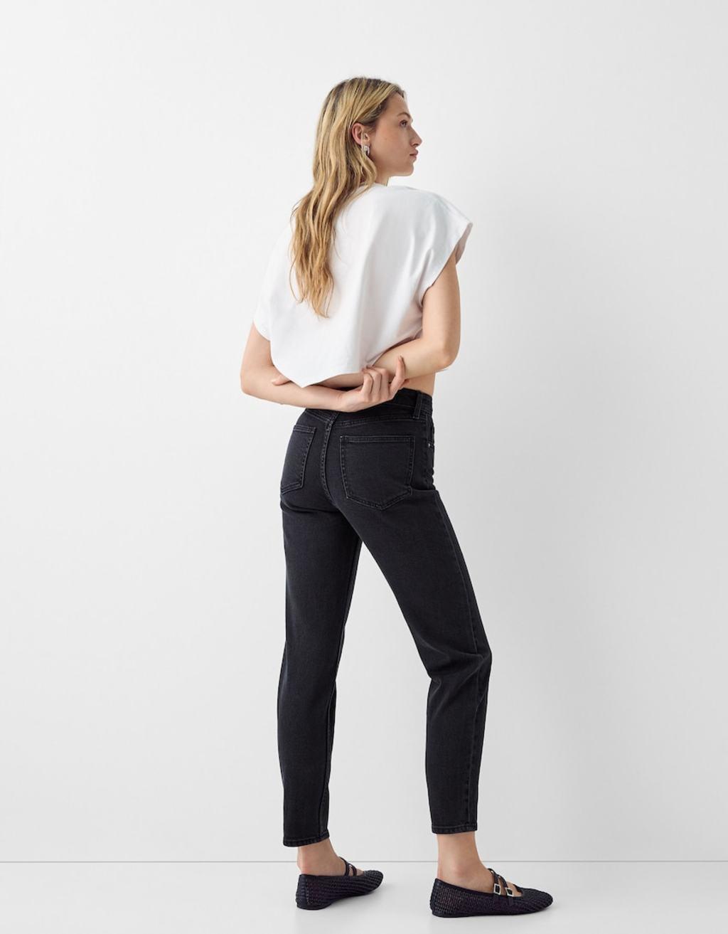 Bershka comfort fit mom jean in black  Product Image