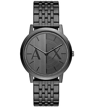 Armani Exchange Mens Dale Rd. Two-Hand Black Stainless Steel Bracelet Watch Product Image