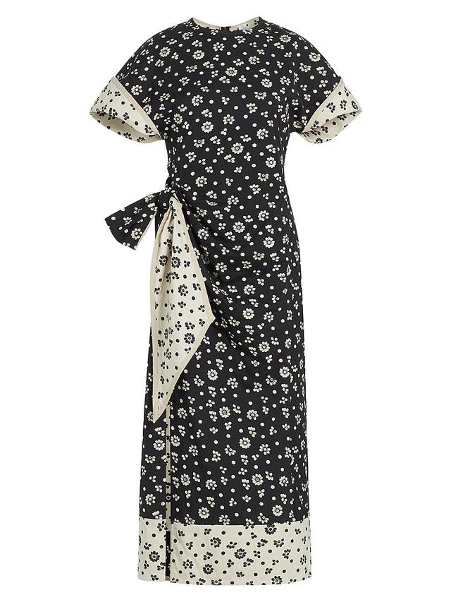 Womens Floral Sash Wrap Midi-Dress Product Image