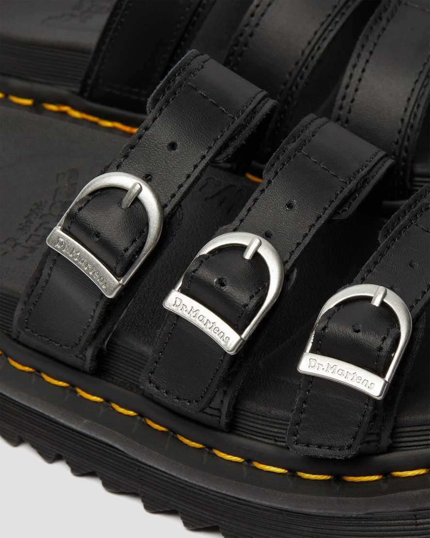 Dr. Martens Womens Blaire Leather Buckle Platform Slide Sandals Product Image