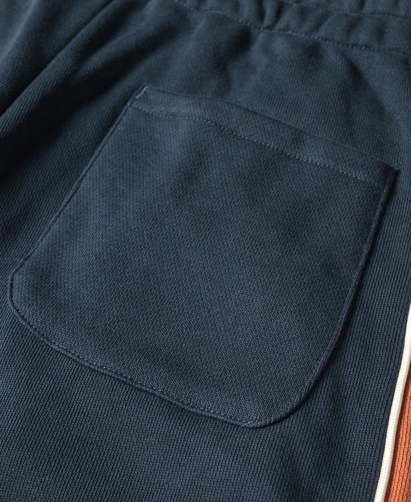 Classic Straight-Leg Striped Logo-Embroidered Cotton-Terry Sweatpants - Navy Product Image