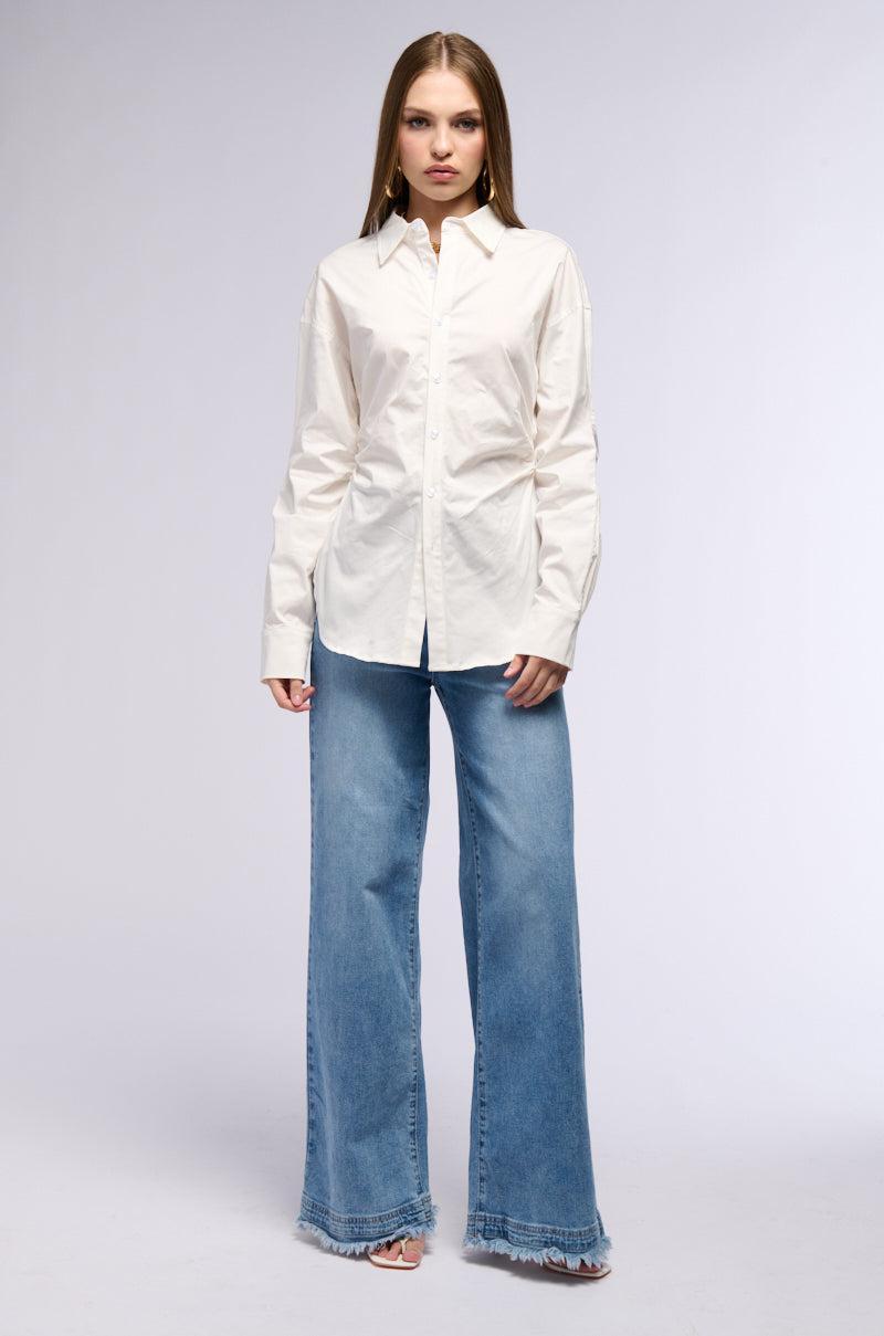 OLIVA CINCHED WAIST POPLIN BUTTON DOWN Product Image