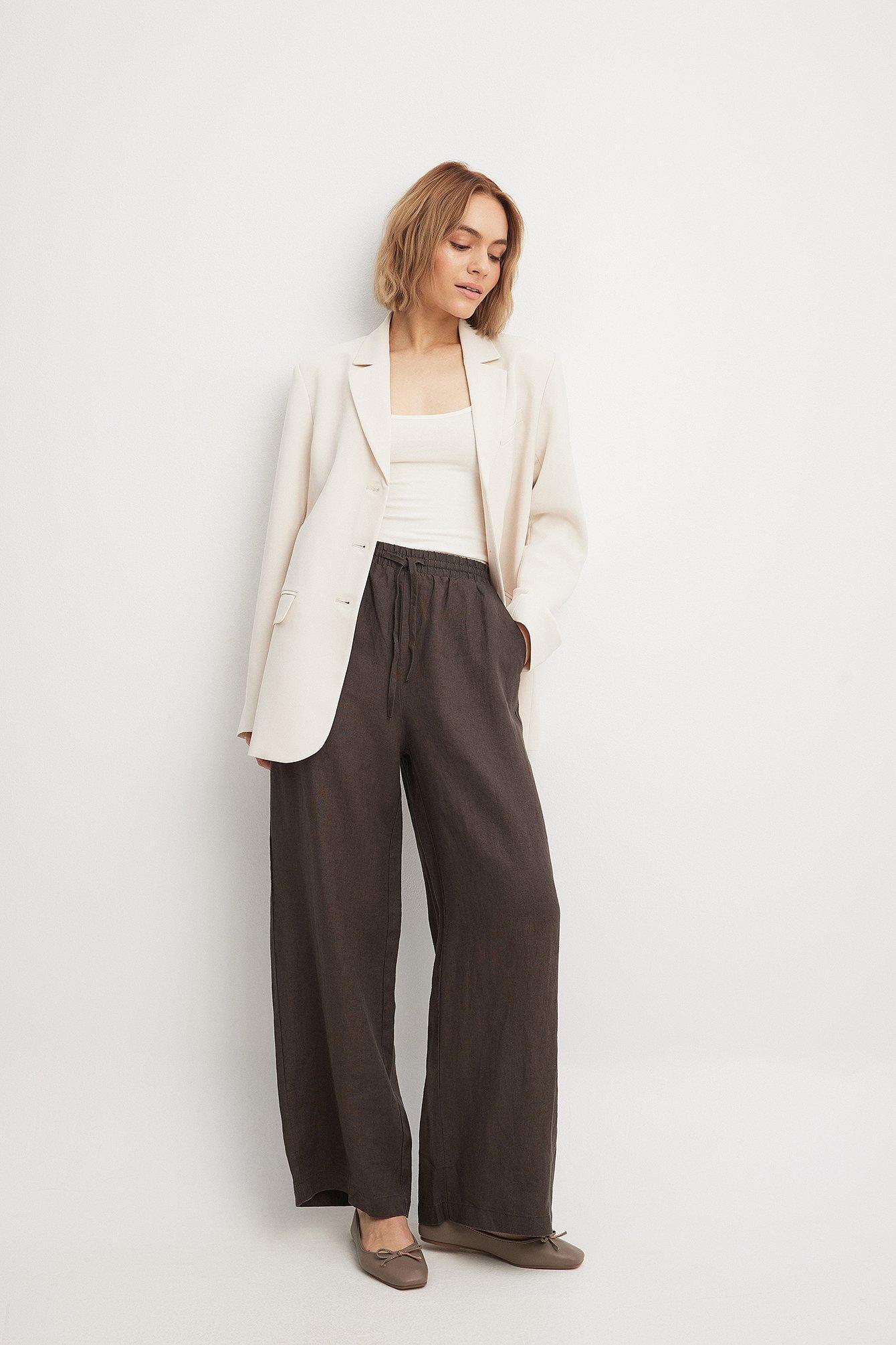 Elastic Waist Linen Trousers Product Image