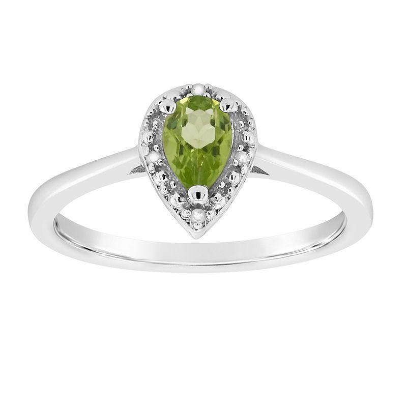 Celebration Gems Sterling Silver Pear Shaped Diamond Accent Frame Ring, Womens Green Product Image