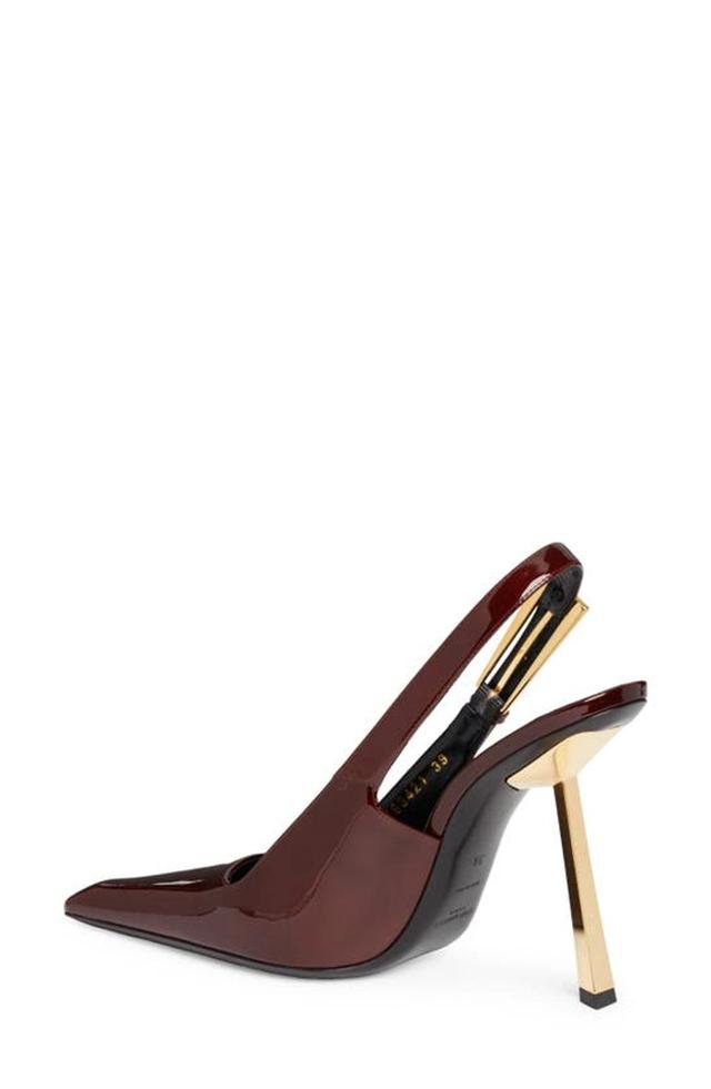 Lee 110mm Patent-leather Slingback Pumps In Marron Glace Product Image