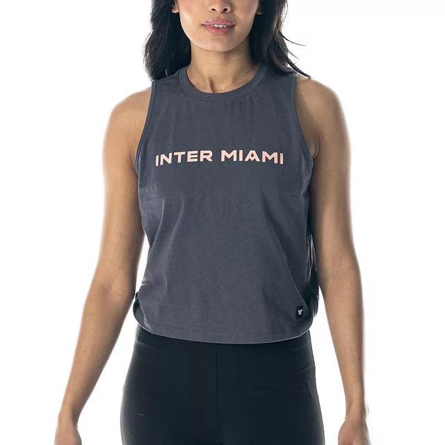 Womens The Wild Collective Charcoal Inter Miami CF Side Knot Tank Top Product Image