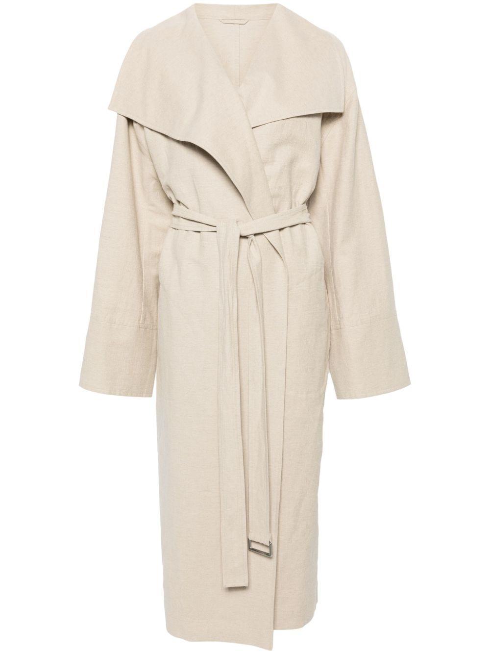 Signature linen-blend midi coat Product Image