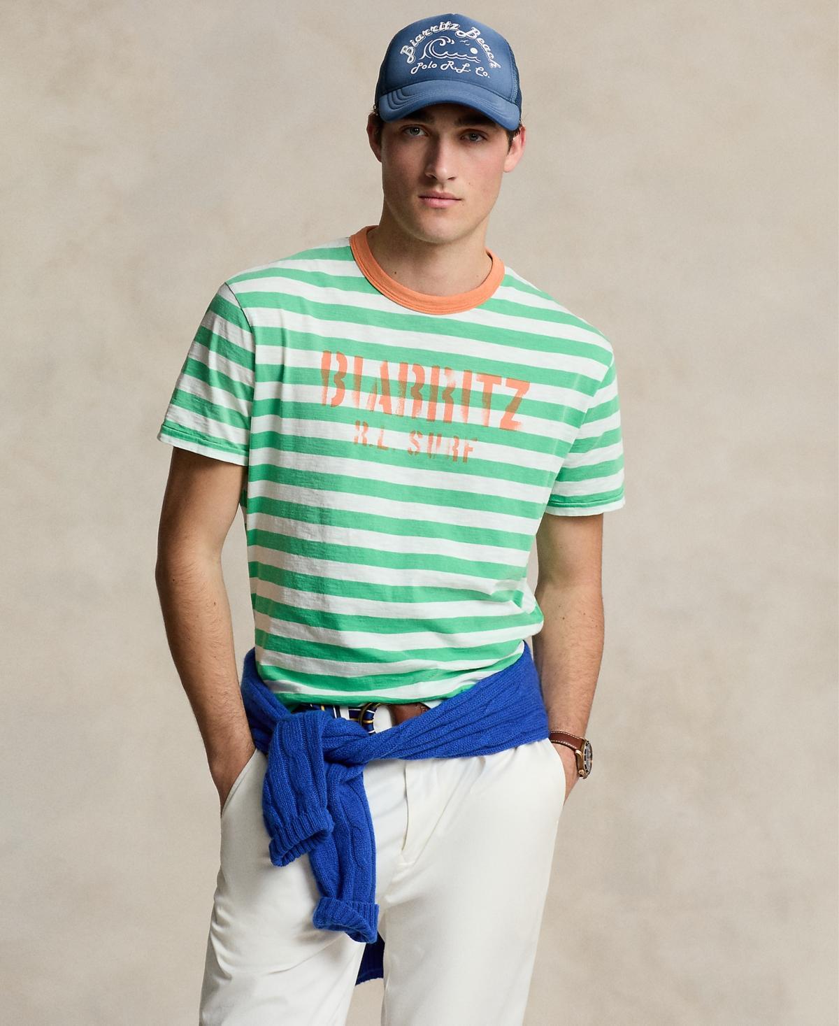 Mens Striped Gauze Jersey T-Shirt Product Image