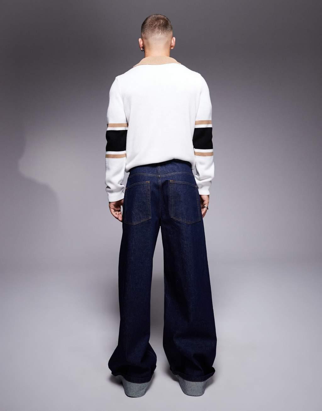 ASOS DESIGN super baggy jeans with cuffed hems in rinse wash Product Image