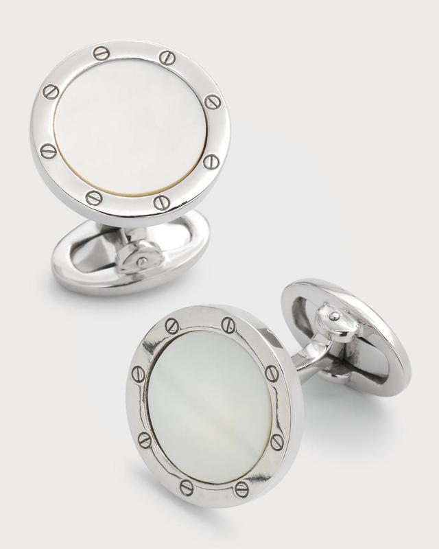 Mens Sterling Silver & Mother-Of-Pearl Cufflinks Product Image