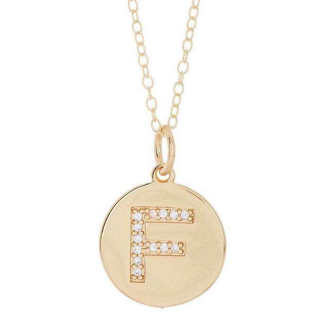 Adornia 14k Gold Plated Cubic Zirconia Engraved Letter Disc Pendant Necklace, Womens Gold Tone X Product Image