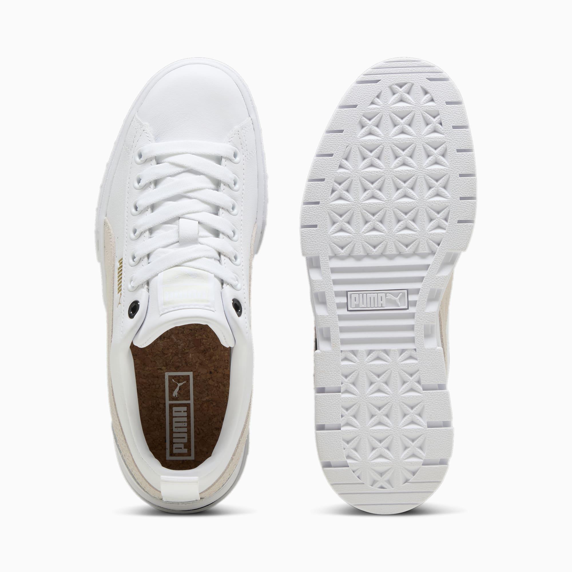 PUMA Mayze Classics Women's Sneakers in White/Gold Product Image