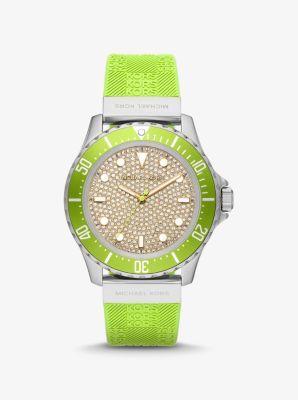 Michael Kors Womens Everest Three-Hand Lime Green Silicone Strap Watch - Lime Green Product Image