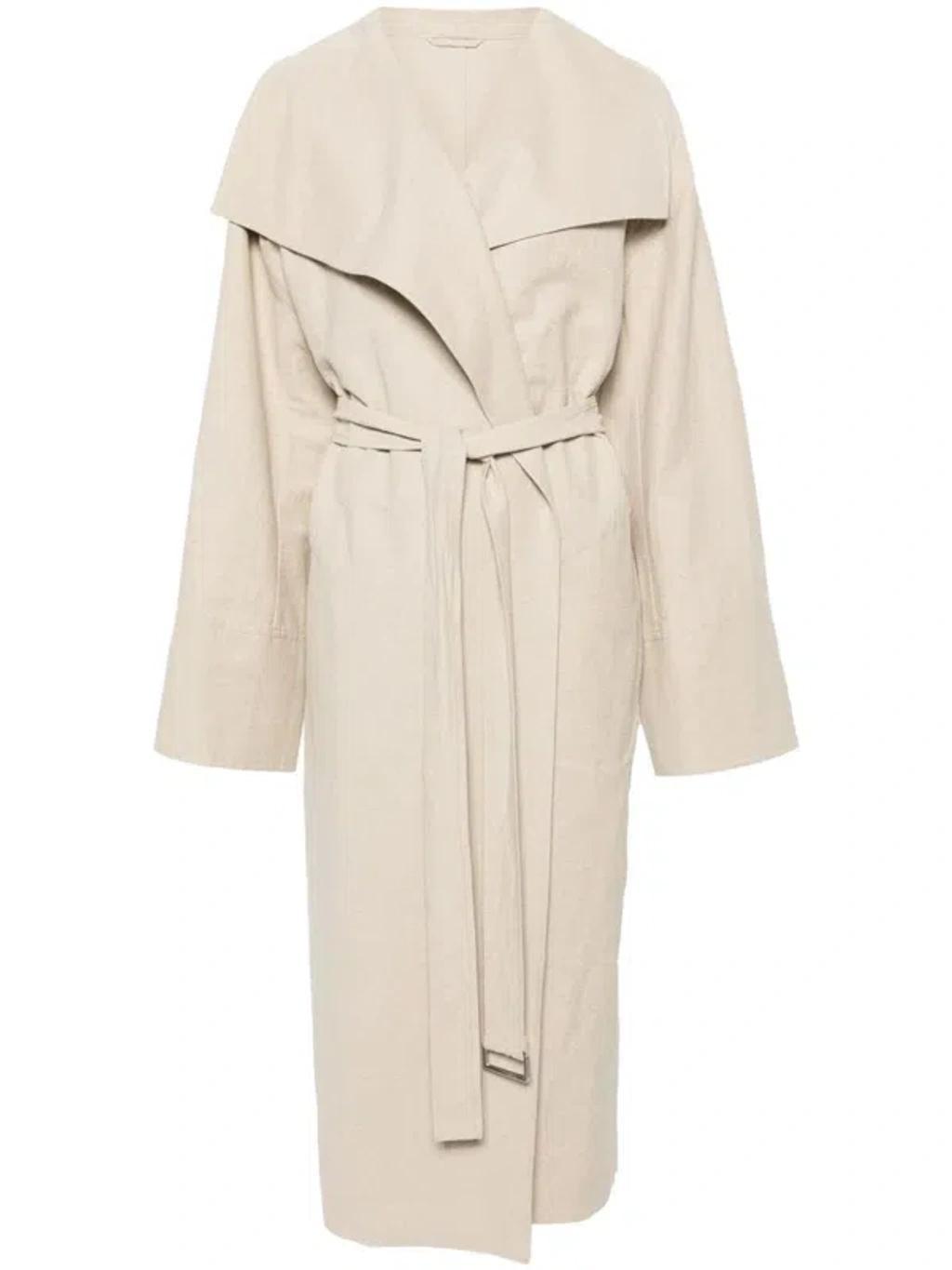 Signature linen-blend midi coat Product Image