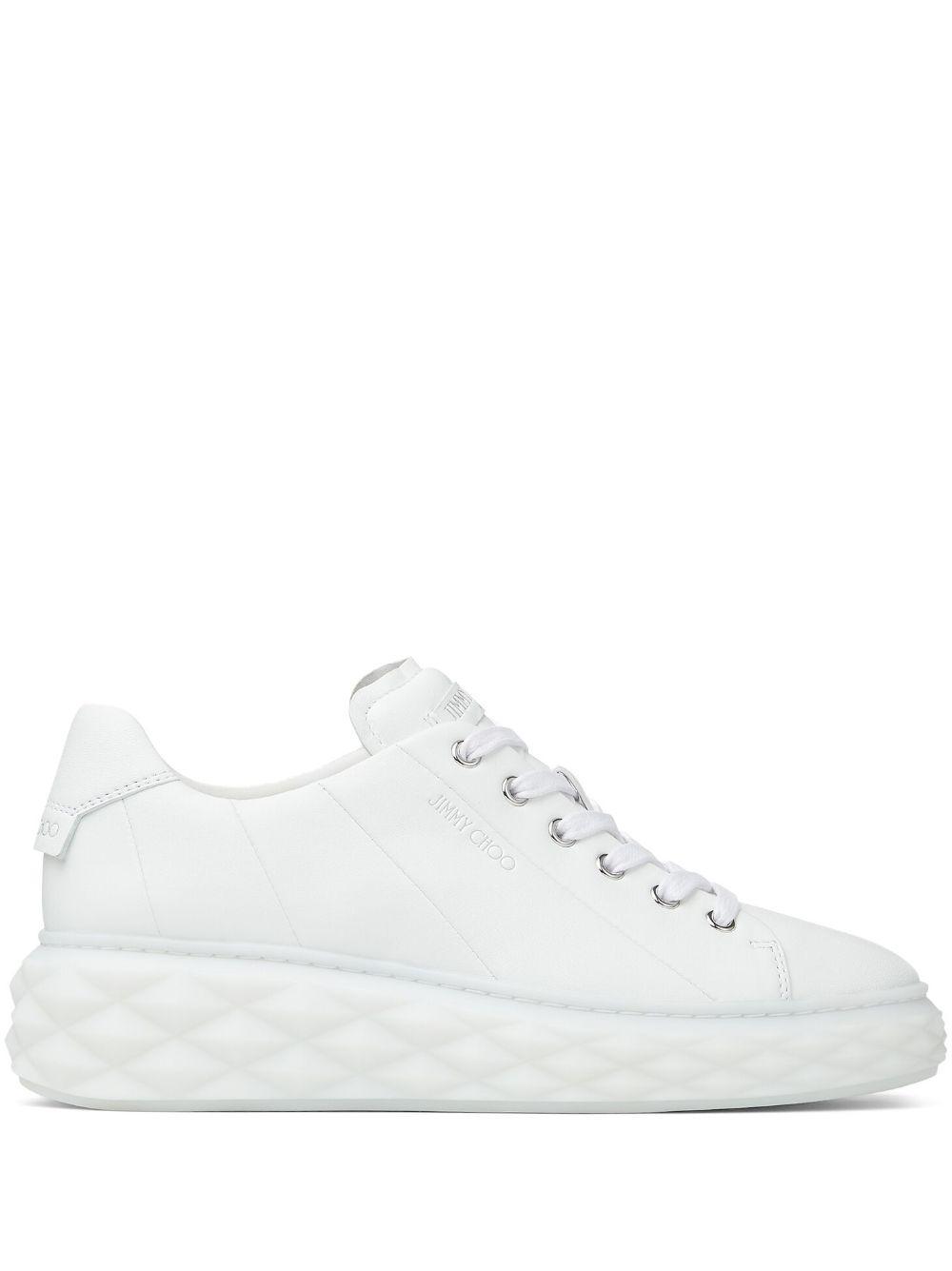 JIMMY CHOO Womens V White Diamond Light Maxi Branded Leather Low-top Trainers Product Image