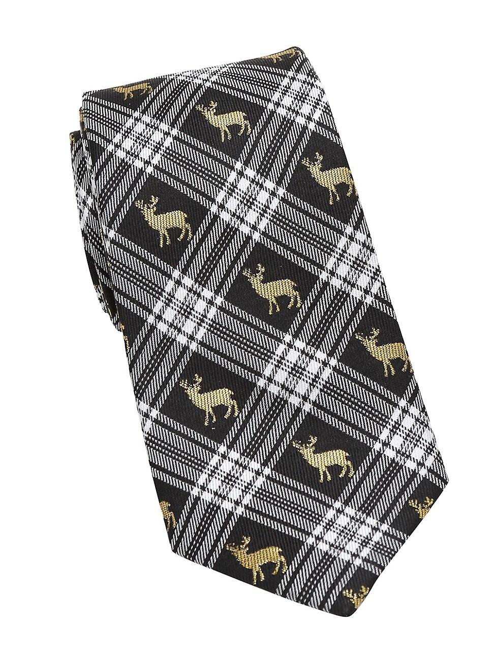 Mens Plaid Stag Silk Tie Product Image