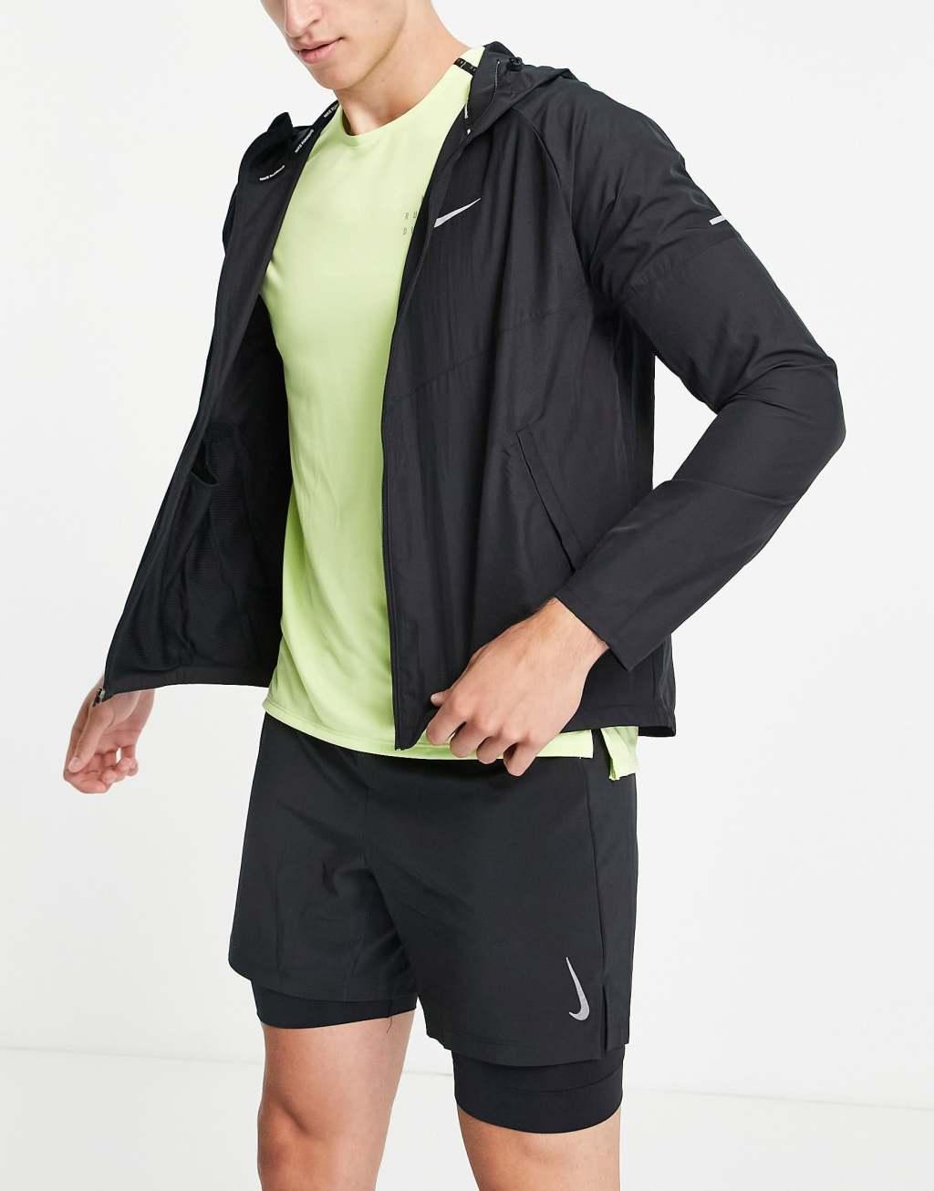 Nike Running Element Dri-FIT zip jacket in black Product Image