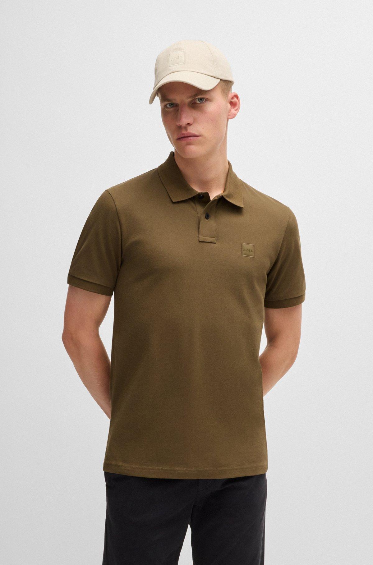 Slim-fit stretch-cotton polo shirt with logo patch Product Image