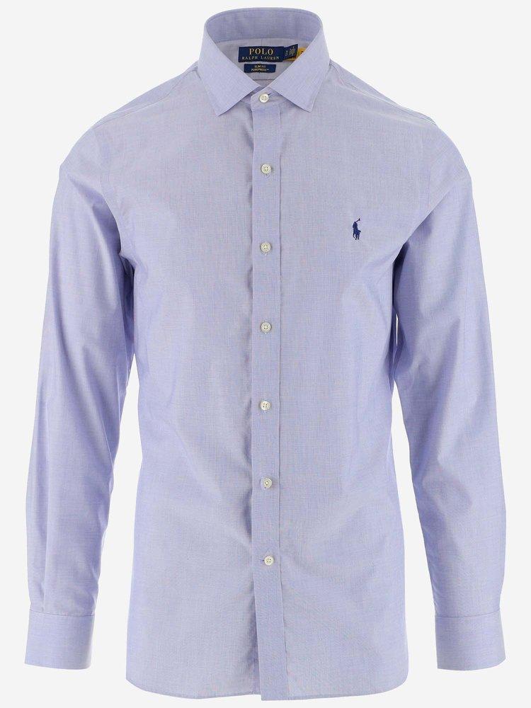 POLO RALPH LAUREN Logo Embroidered Shirt In Light Blue Product Image