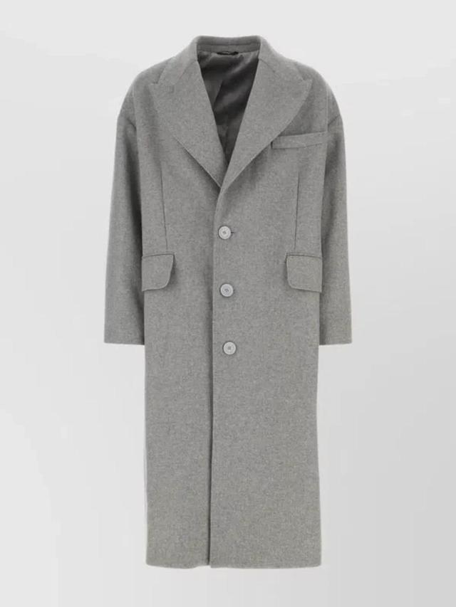 Wool Blend Coat Back Vent In Gray Product Image