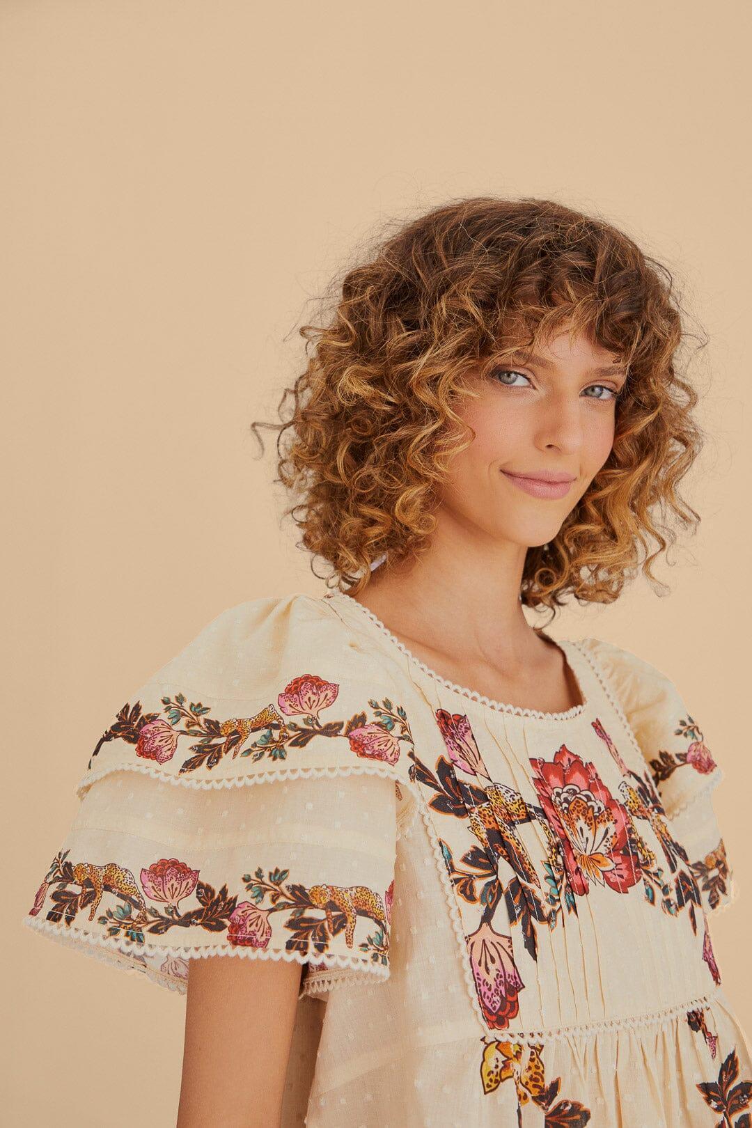 Sand Leopard Flowers Blouse, LEOPARD FLOWERS SAND / XL Product Image