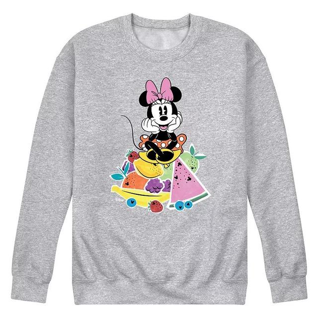 Disneys Minnie Mouse Mens On Fruit Fleece Sweatshirt Grey Gray Product Image