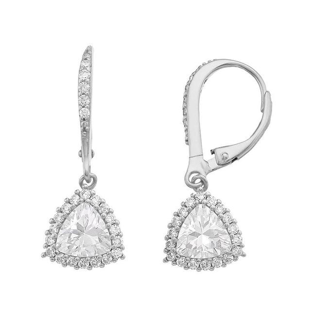 Sterling Silver Cubic Zirconia Drop Earrings, Womens, White Product Image