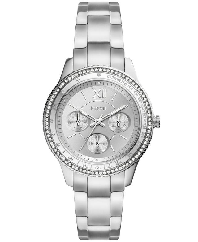 Fossil Womens Sport Multifunction Silver Tone Stainless Steel Bracelet Watch 37mm Product Image