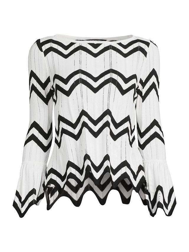 Womens Contrast Chevron & Pointelle Knit Tunic Product Image