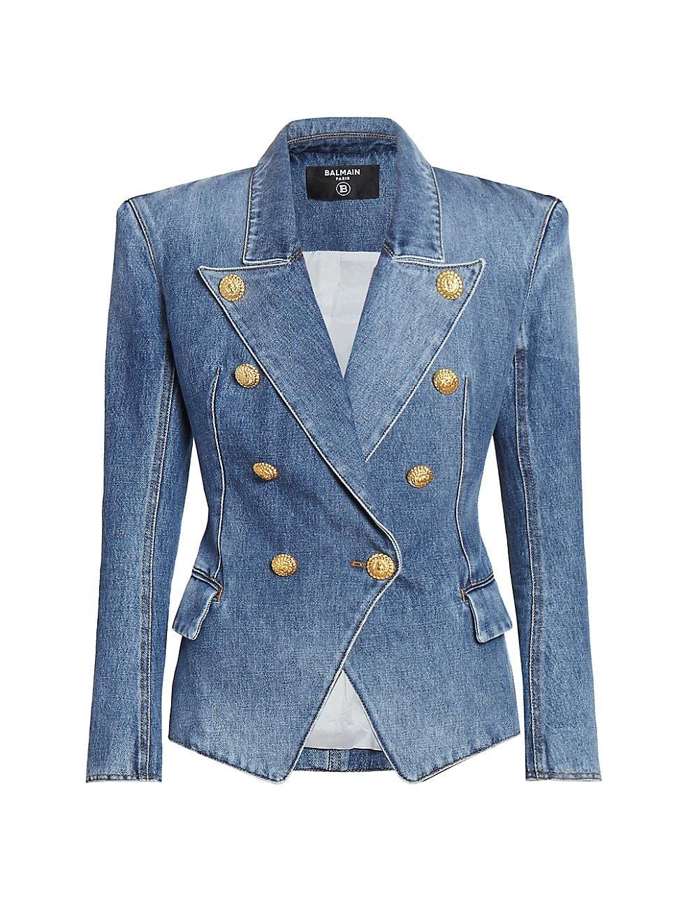 Womens Denim Peak-Lapel Blazer product image