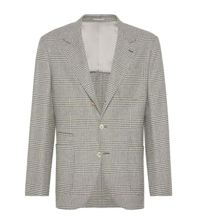 Single-breasted Checked Blazer In Green Product Image