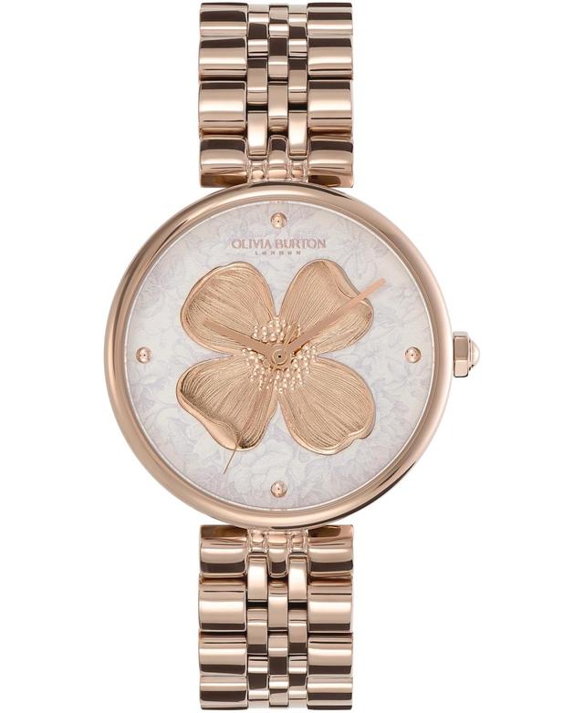 Olivia Burton Dogwood T-Bar Silver White  Carnation Gold Bracelet Watch Product Image