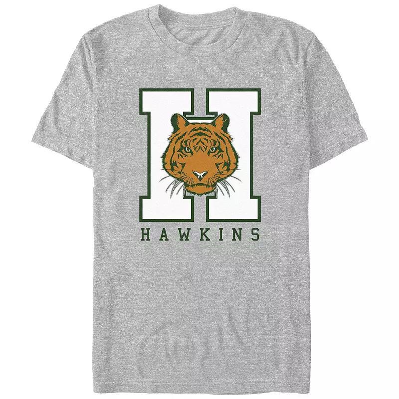 Big & Tall Stranger Things Hawkins Tiger Graphic Tee, Mens Athletic Grey Product Image