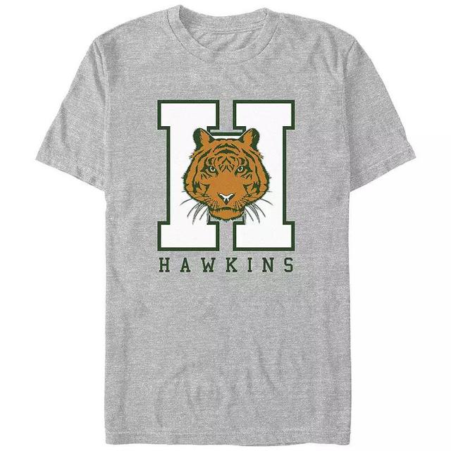 Big & Tall Stranger Things Hawkins Tiger Graphic Tee, Mens Athletic Grey Product Image