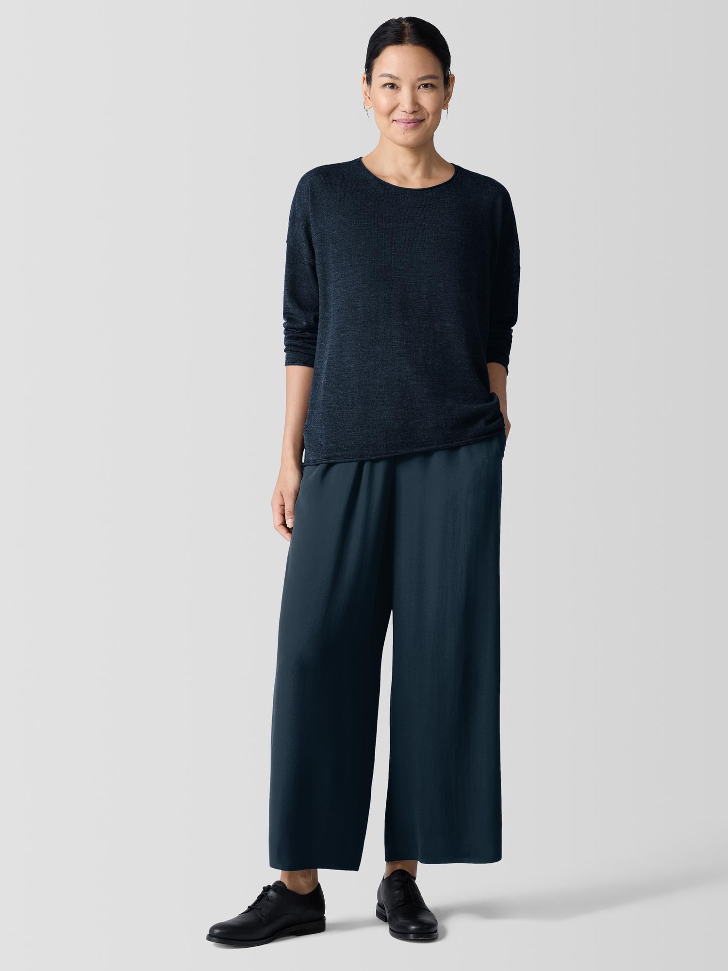 EILEEN FISHER Silk Georgette Crepe Wide-Leg Pantfemale Product Image