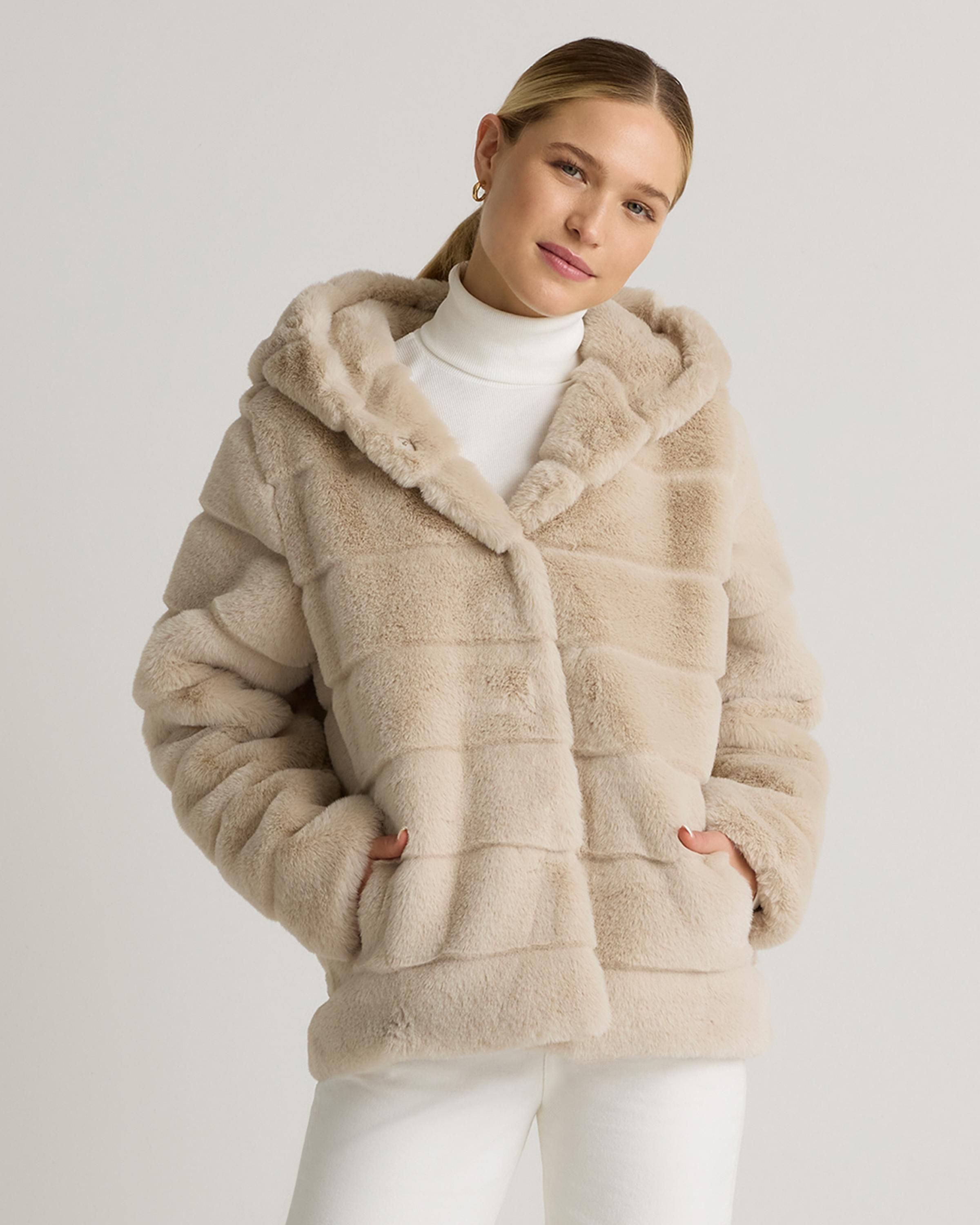 Hooded Faux Fur Jacket Product Image