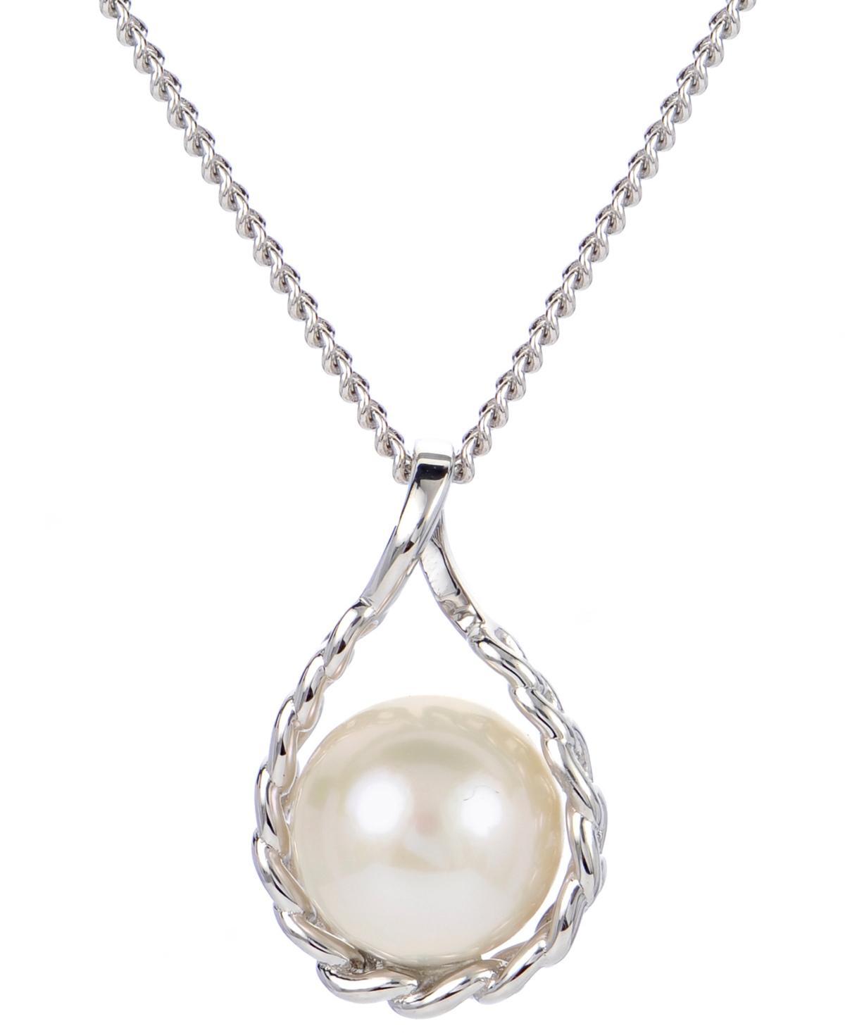 Cultured Freshwater Pearl (8mm) Chain Link 18 Pendant Necklace in Sterling Silver Product Image